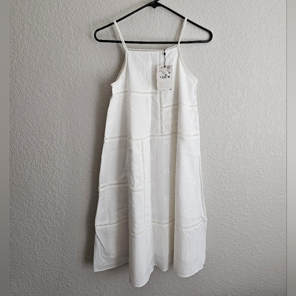 Zara Kids White Embroidered Dress